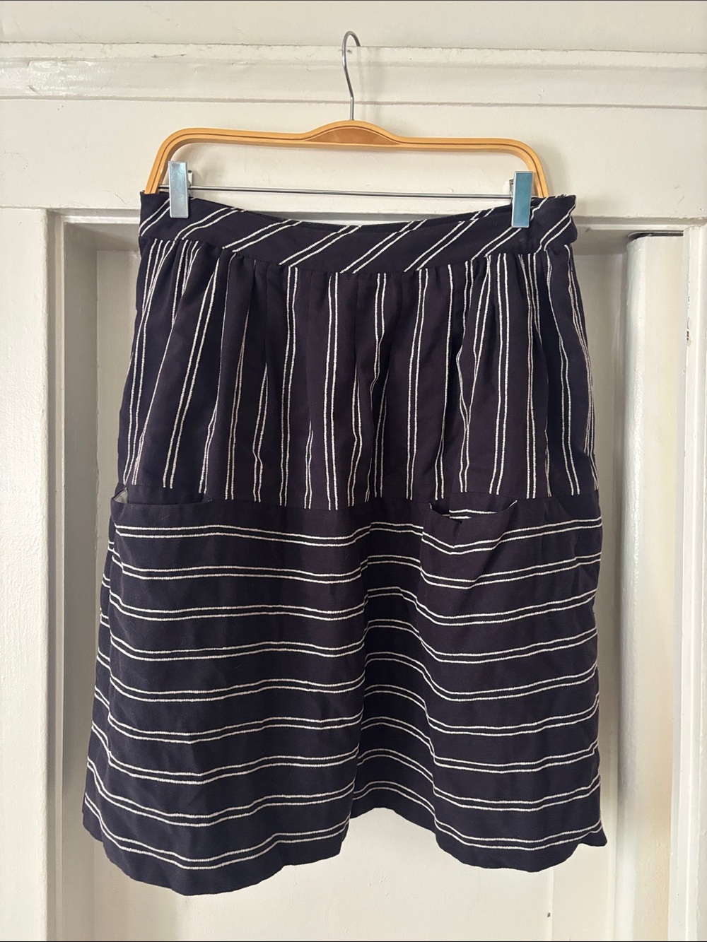 Anthropologie Maeve Stripes Pocket Nautical Skirt Size 10